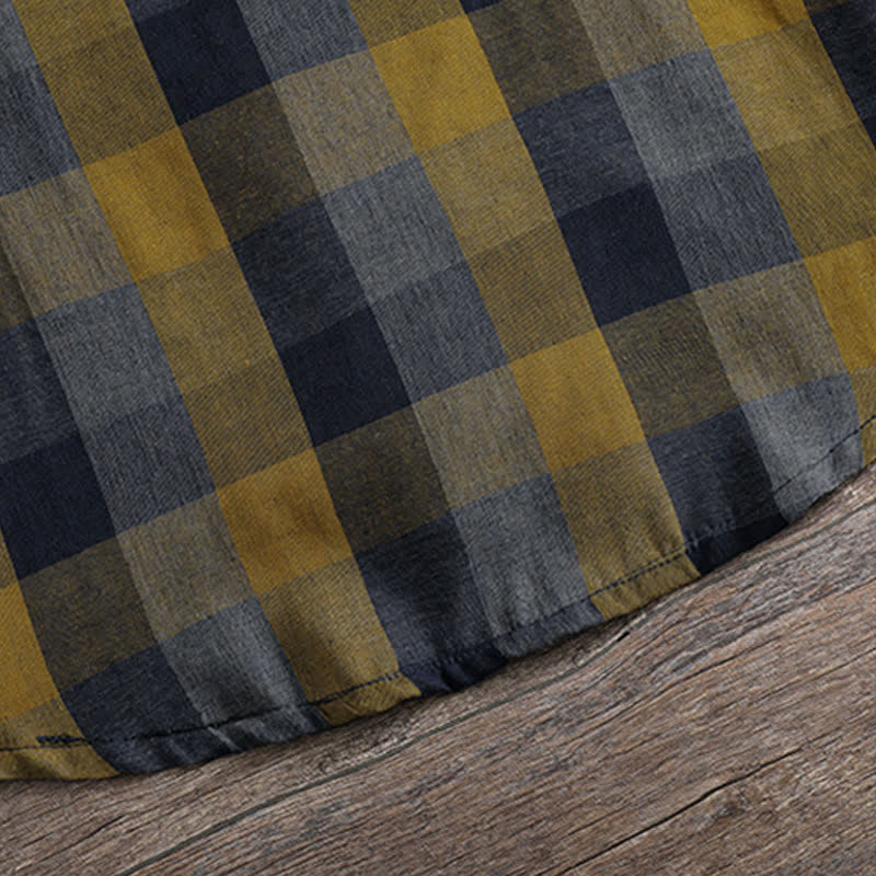 Buddha Stones Fall Casual Vintage Button-Up Drawstring Plaid Women's Hoodies With Pocket - image 6