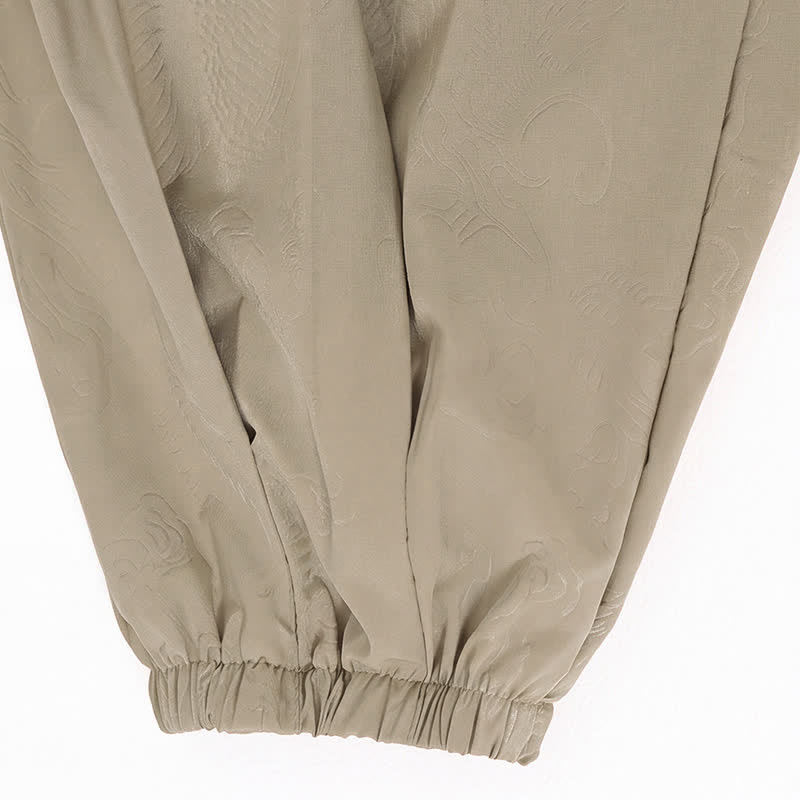 Buddha Stones Spring Summer Casual Tang Style Drawstring Dragon Cropped Pants Men's Harem Pants With Pocket - image 13