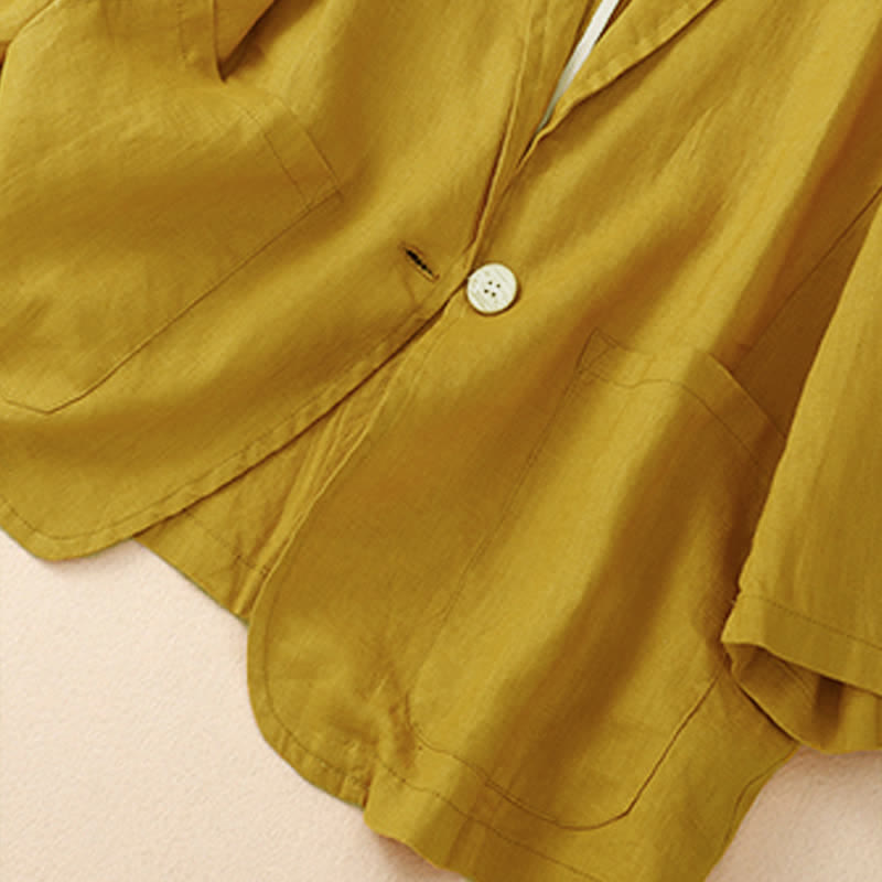 Buddha Stones Spring Summer Casual Minimalist Patch Pocket Solid Women's Three-Quarter Sleeve Shirts With Pocket - image 24