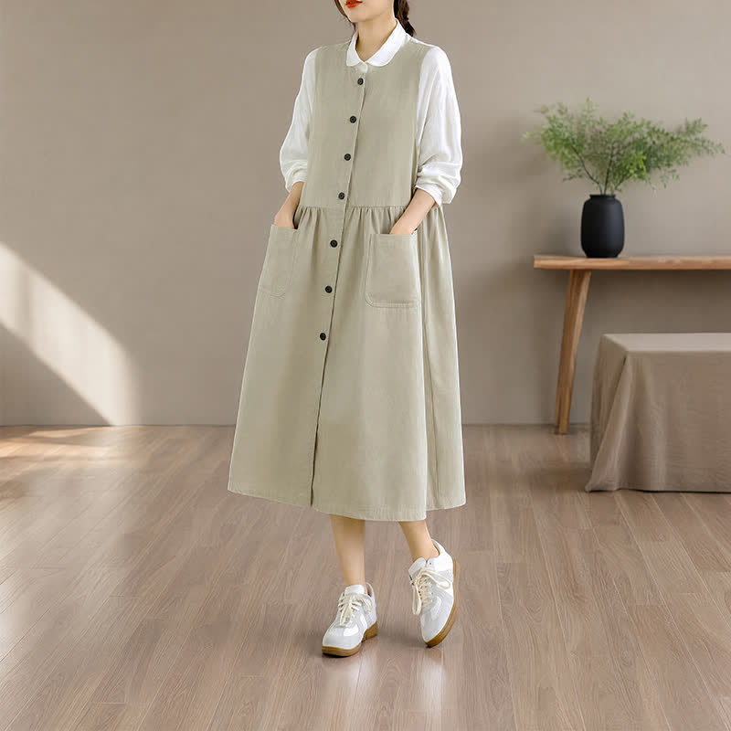 Buddha Stones Summer Casual Minimalist Button-Up Solid Women's Summer Sleeveless Dress With Pocket - image 23