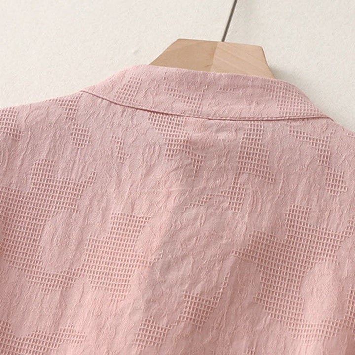 Buddha Stones Spring Fall Casual Tang Style Mandarin Collar Frog Button Solid Women's Long Sleeve Shirts With Pocket - image 9