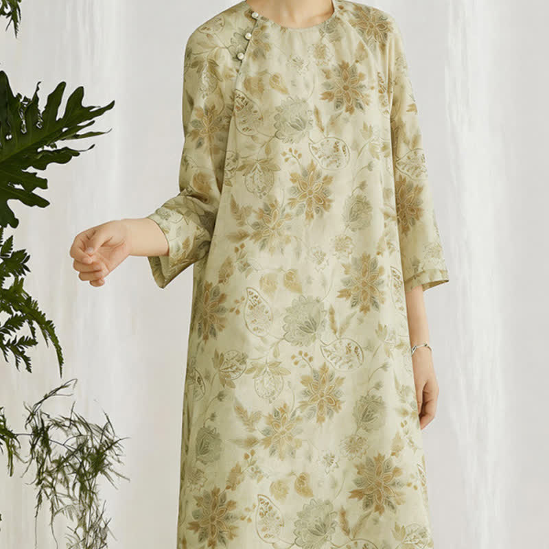 Buddha Stones Spring Boho Elegant Floral Women's Long Sleeve Dress - image 2