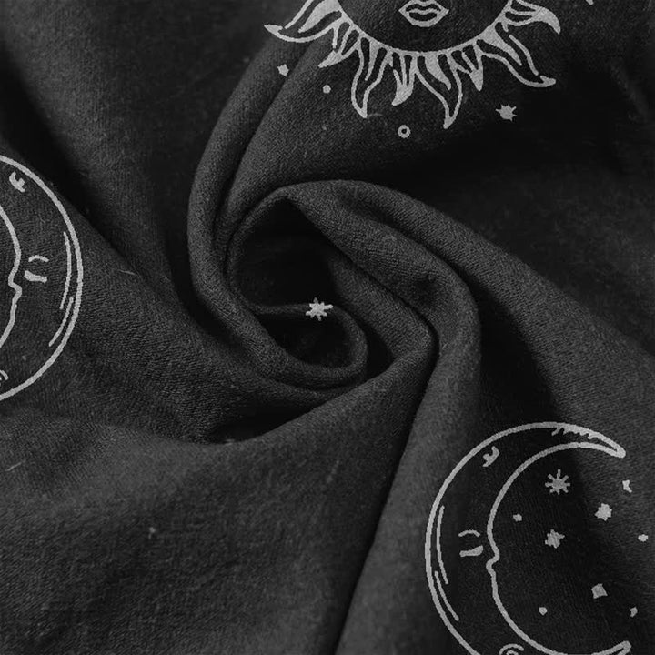 Buddha Stones Pure Cotton Mystical Moon Sun Pattern Women's Elastic Waist Pants With Pockets - image 3