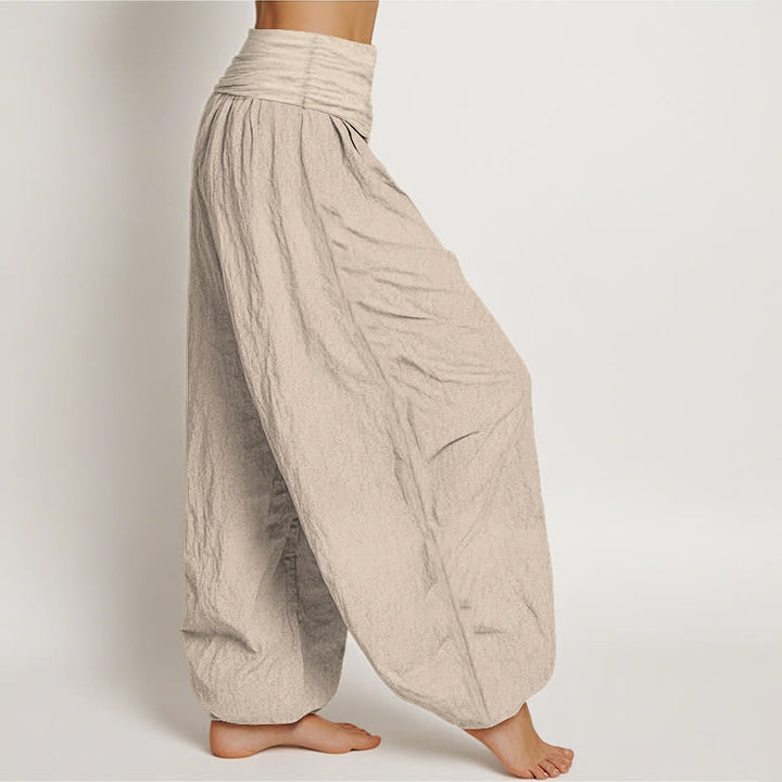 Buddha Stones Pure Cotton Lotus Moon Phases Pattern Women's Elastic Waist Harem Pants - image 12