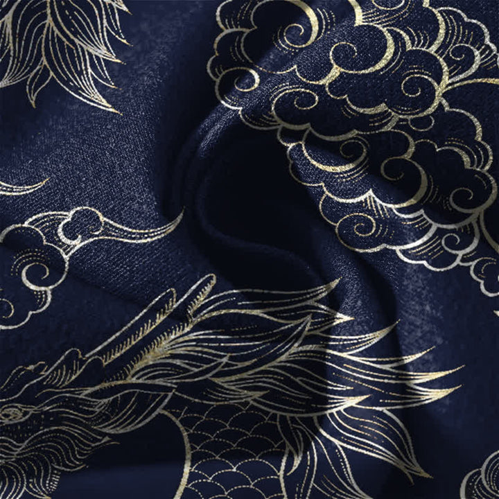 Buddha Stones Pure Cotton Oriental Dragon Cloud Pattern Drawstring Men's Tapered Pants With Pockets - image 6