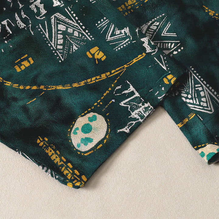 Buddha Stones Pure Cotton Boho Geometric Medallion Pattern Drawstring Men's Tapered Pants With Pockets - image 5