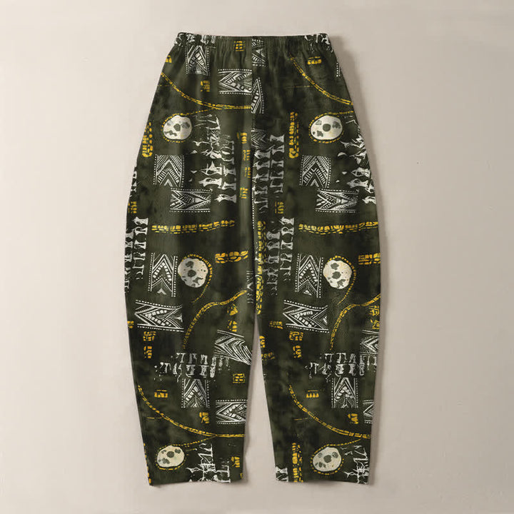 Buddha Stones Pure Cotton Boho Geometric Medallion Pattern Drawstring Men's Tapered Pants With Pockets - image 10