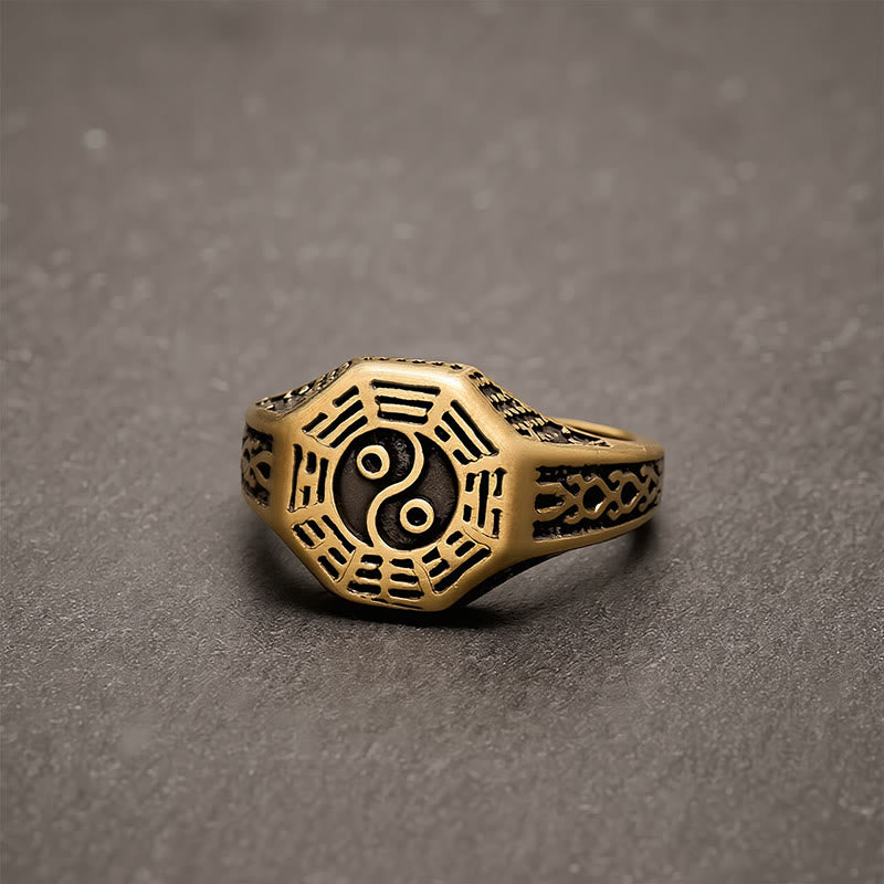 Buddha Stones Copper Yin Yang Bagua Balance Open Ring - image 3
