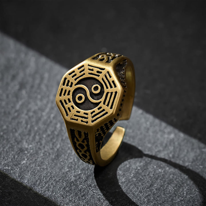 Buddha Stones Copper Yin Yang Bagua Balance Open Ring - Bagua(Balance ♥ Harmony) - image 0