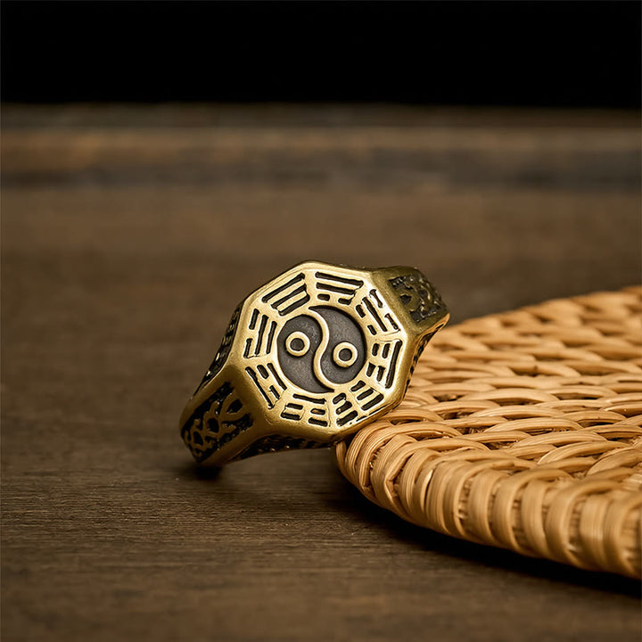 Buddha Stones Copper Yin Yang Bagua Balance Open Ring - image 4
