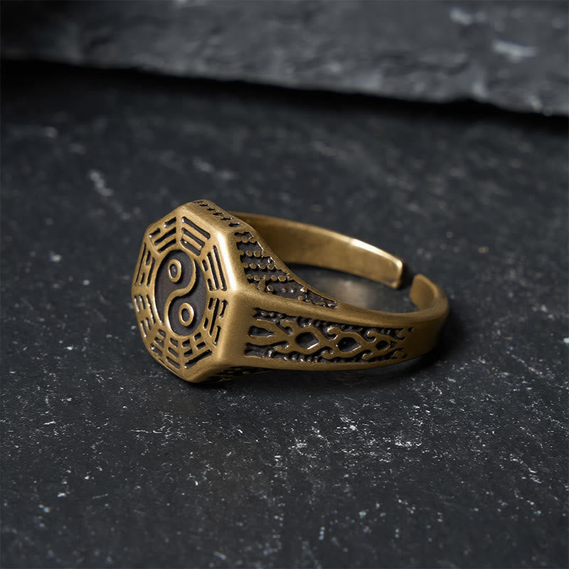 Buddha Stones Copper Yin Yang Bagua Balance Open Ring - image 2