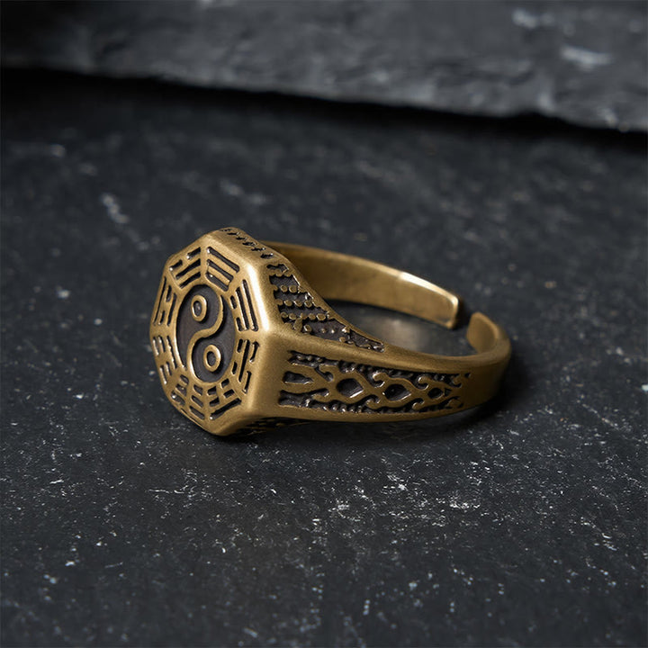Buddha Stones Copper Yin Yang Bagua Balance Open Ring - image 2