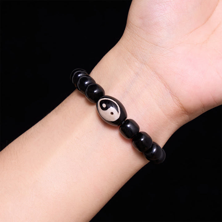 Buddha Stones Black Onyx Yin Yang Beads Harmony Bracelet - image 4