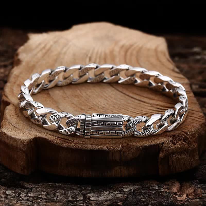 Buddha Stones Copper Protection Vintage Greek Key Link Bracelet - 7.9–8.3 in (20–21 cm) - image 0