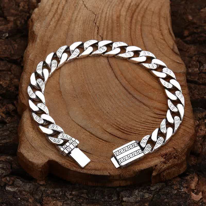 Buddha Stones Copper Protection Vintage Greek Key Link Bracelet - image 2