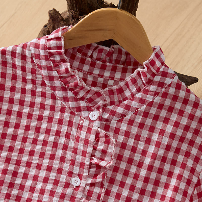 Buddha Stones Spring Summer Vintage Casual Button-Up Plaid Women's Long Sleeve Shirts - image 2