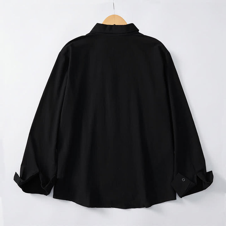 Buddha Stones Spring Minimalist Pintuck Button-Up Solid Men's Long Sleeve Shirts - image 9