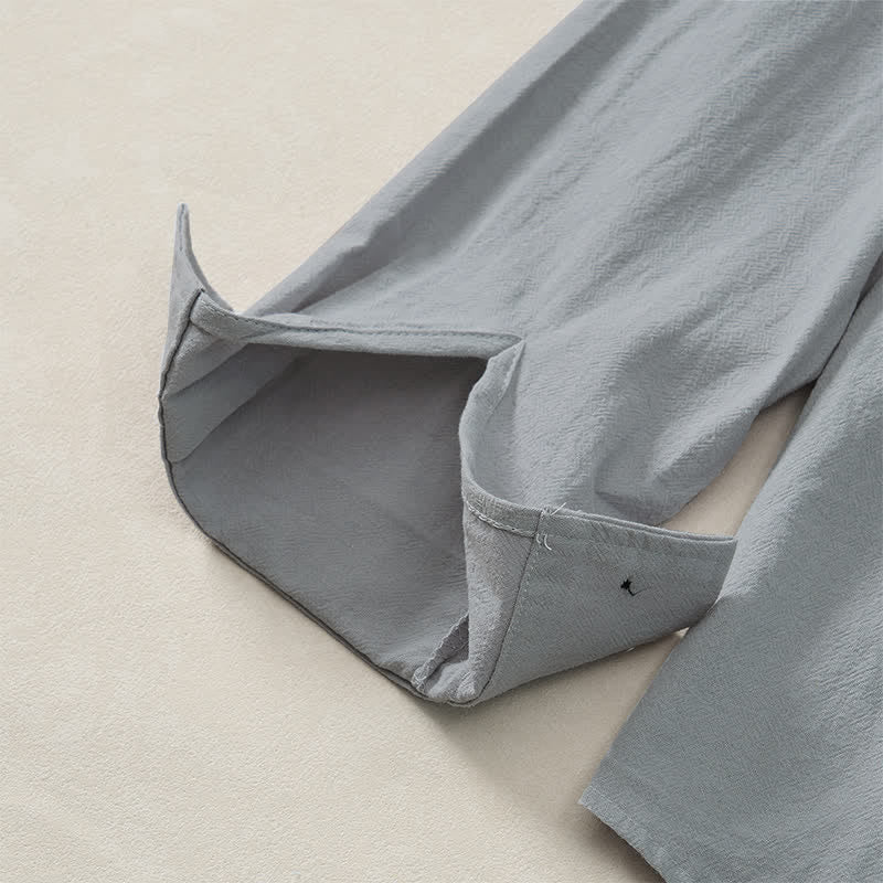 Buddha Stones Spring Minimalist Pintuck Button-Up Solid Men's Long Sleeve Shirts - image 30