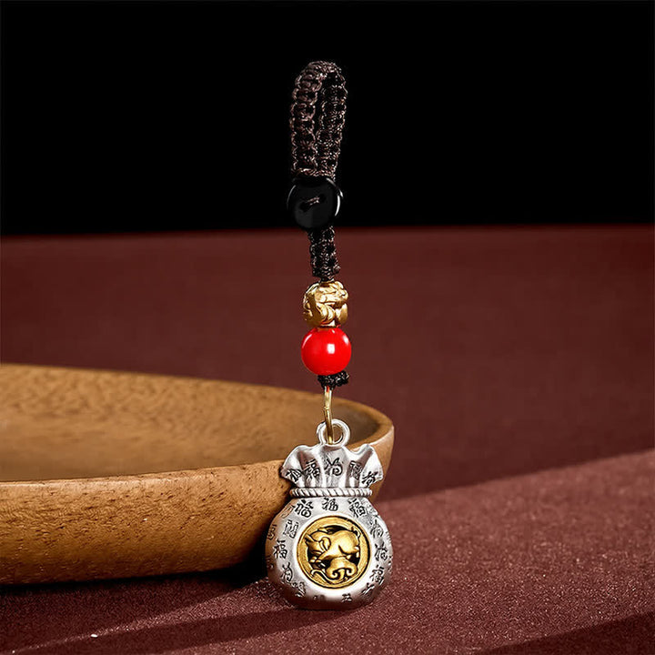 Buddha Stones Braided Chinese Zodiac Fu Character Fortune Keychains - Pig - image 29