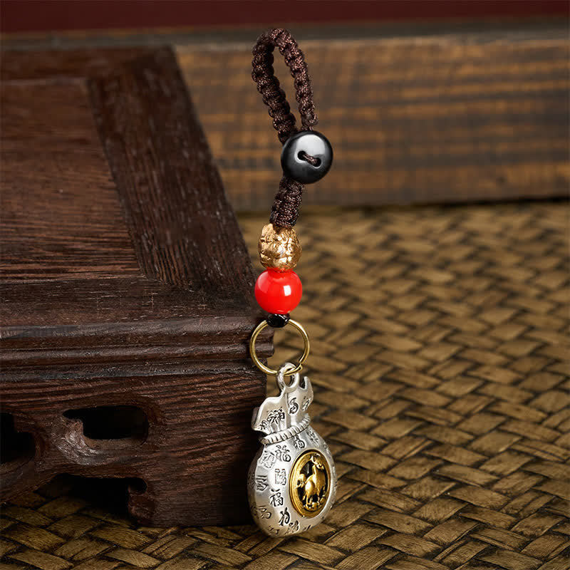 Buddha Stones Braided Chinese Zodiac Fu Character Fortune Keychains - image 12