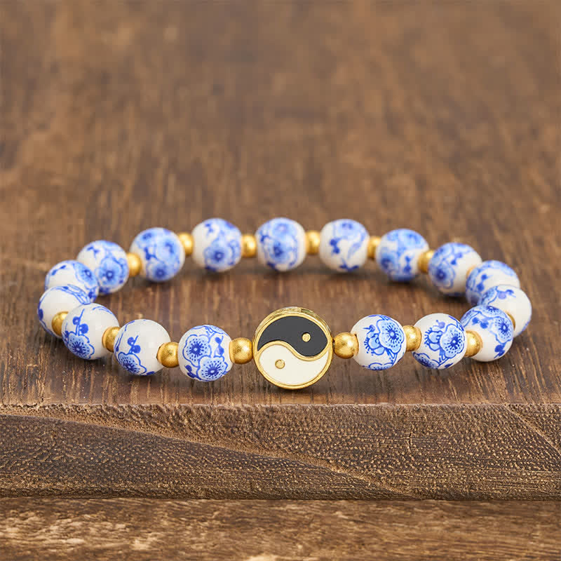 Buddha Stones Elegant Blue and White Porcelain Yin Yang Balance Bracelet - Yin Yang(Balance ♥ Harmony) - image 0