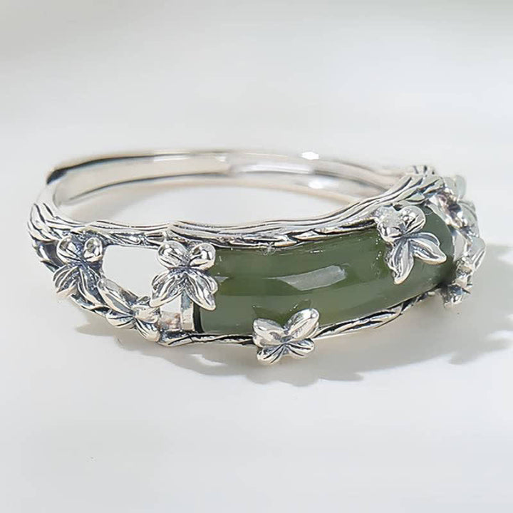 Buddha Stones Chinese Inspired Jade Butterfly Protection and Love Ring - image 3