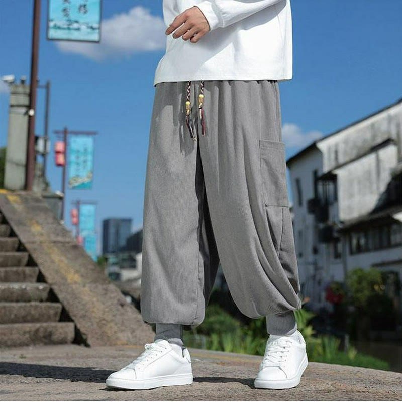 Buddha Stones Fall Winter Casual Drawstring Patch Pocket Solid Ankle Pants Men's Tapered Pants With Pocket - image 21