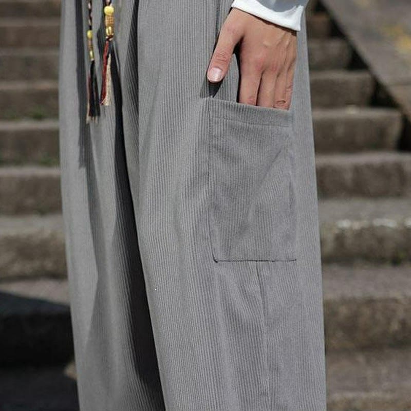 Buddha Stones Fall Winter Casual Drawstring Patch Pocket Solid Ankle Pants Men's Tapered Pants With Pocket - image 26