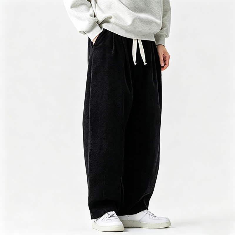 Buddha Stones Fall Winter Casual Vintage Drawstring Solid Long Pants Men's Tapered Pants With Pocket - image 16