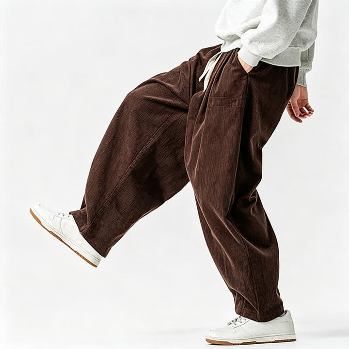 Buddha Stones Fall Winter Casual Vintage Drawstring Solid Long Pants Men's Tapered Pants With Pocket - image 5
