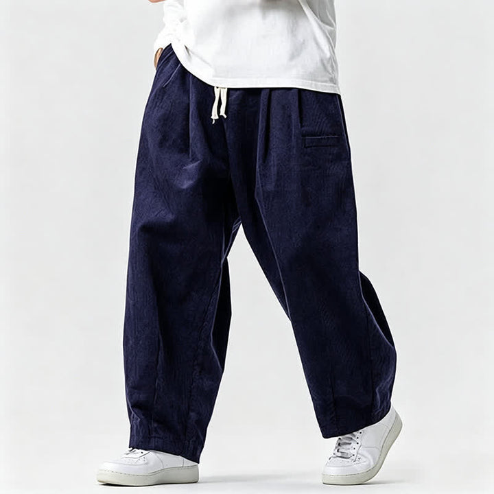 Buddha Stones Fall Winter Casual Vintage Drawstring Solid Long Pants Men's Tapered Pants With Pocket - image 11