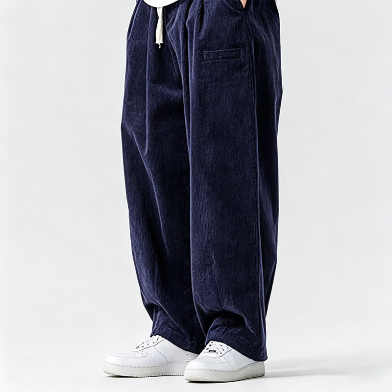 Buddha Stones Fall Winter Casual Vintage Drawstring Solid Long Pants Men's Tapered Pants With Pocket - image 9