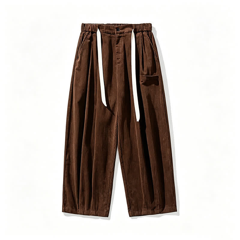 Buddha Stones Fall Winter Casual Vintage Drawstring Solid Long Pants Men's Tapered Pants With Pocket - image 6