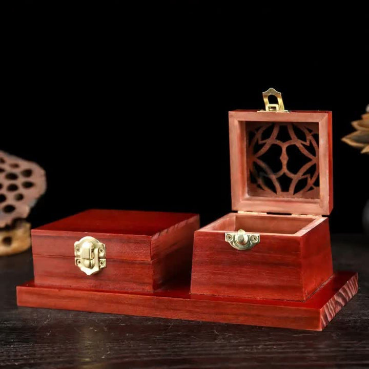 Buddha Stones Natural Wood Square Ritual Box Purification Incense Burner - Square - image 16