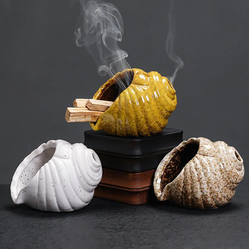 Buddha Stones Ceramic Shankha Purification Conch Shell Incense Burners - image 18