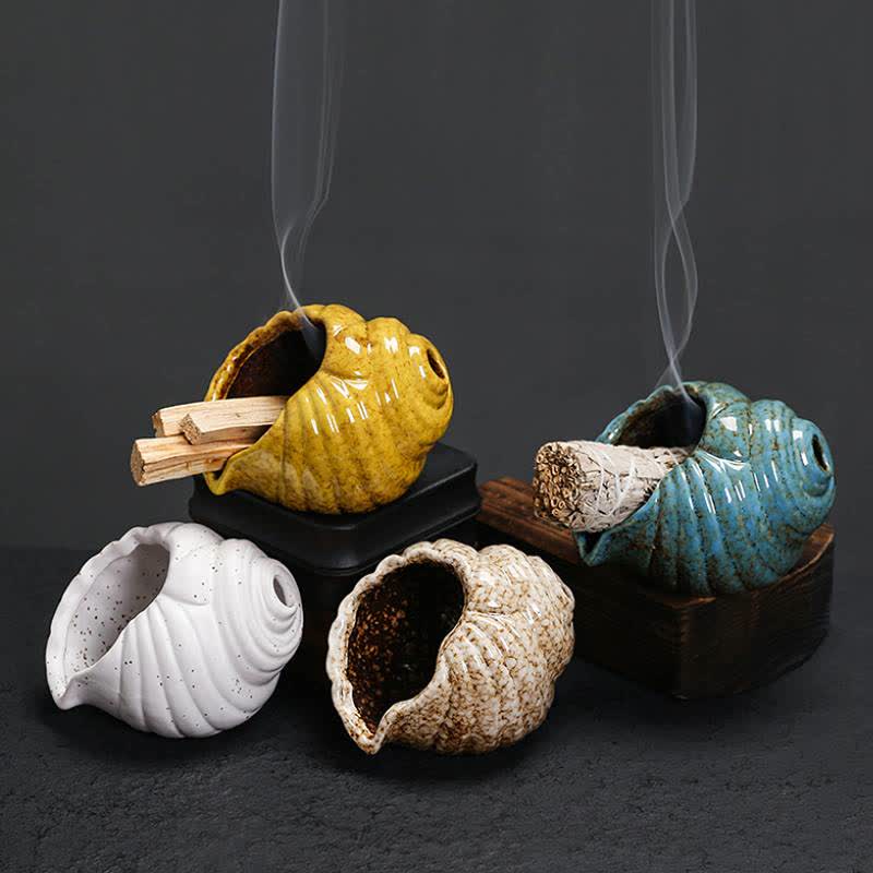 Buddha Stones Ceramic Shankha Purification Conch Shell Incense Burners - image 20