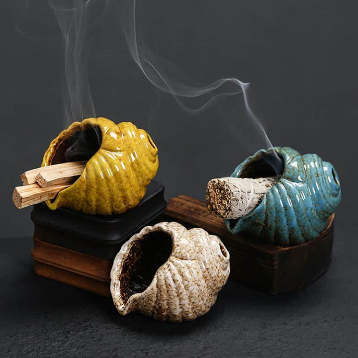 Buddha Stones Ceramic Shankha Purification Conch Shell Incense Burners - image 19
