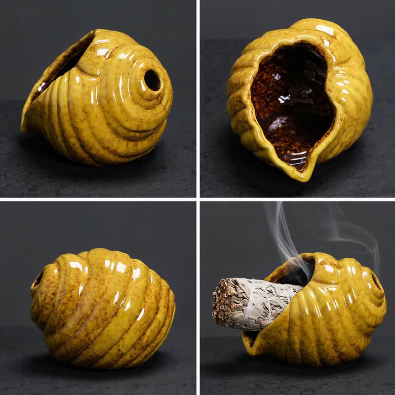 Buddha Stones Ceramic Shankha Purification Conch Shell Incense Burners - image 15