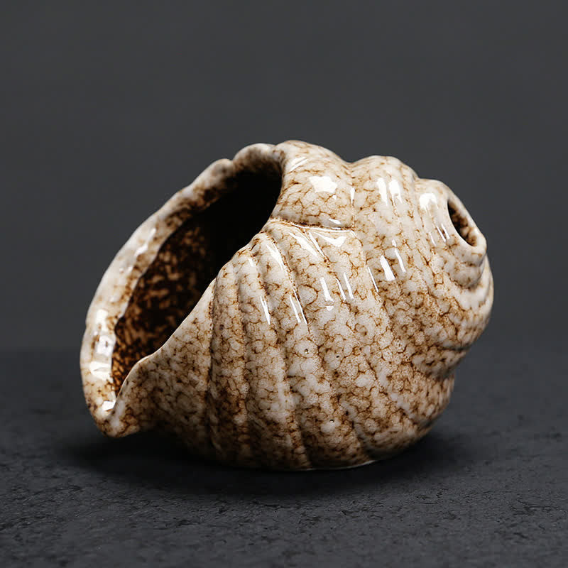 Buddha Stones Ceramic Shankha Purification Conch Shell Incense Burners - Beige - image 11
