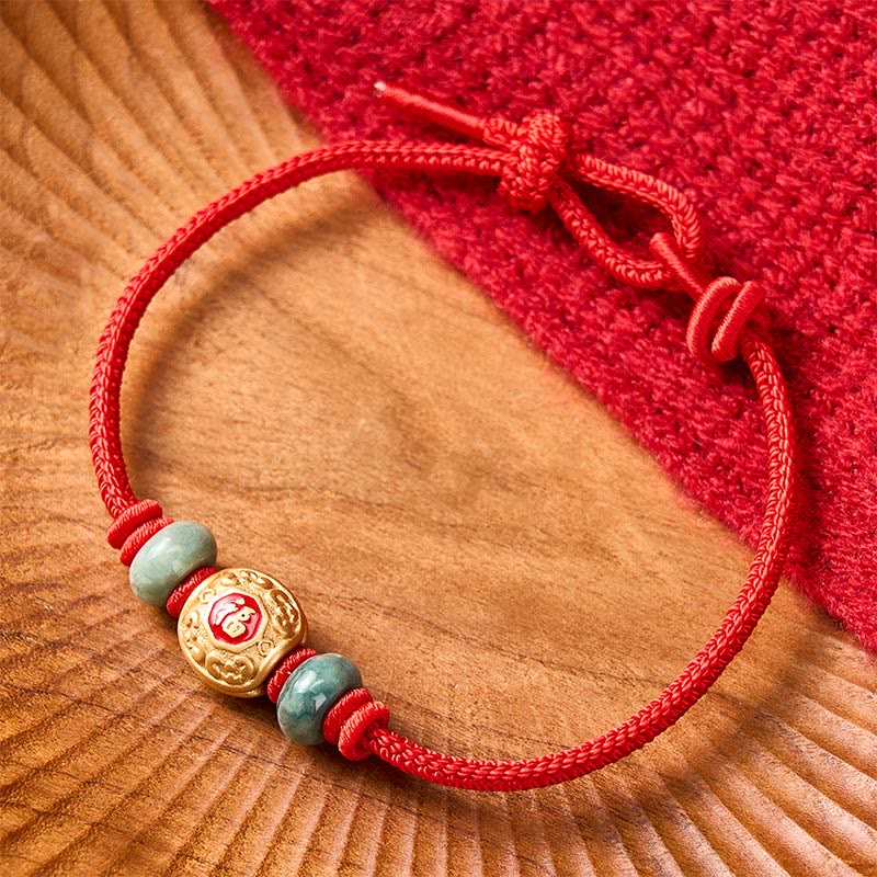 Buddha Stones Red String Fu Character Turtle Copper Luck Bracelet - image 3