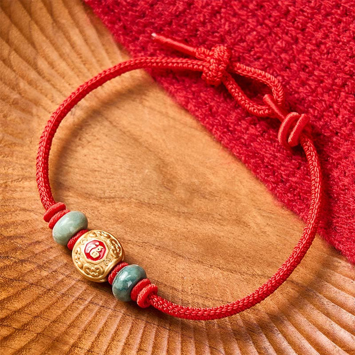 Buddha Stones Red String Fu Character Turtle Copper Luck Bracelet - image 3