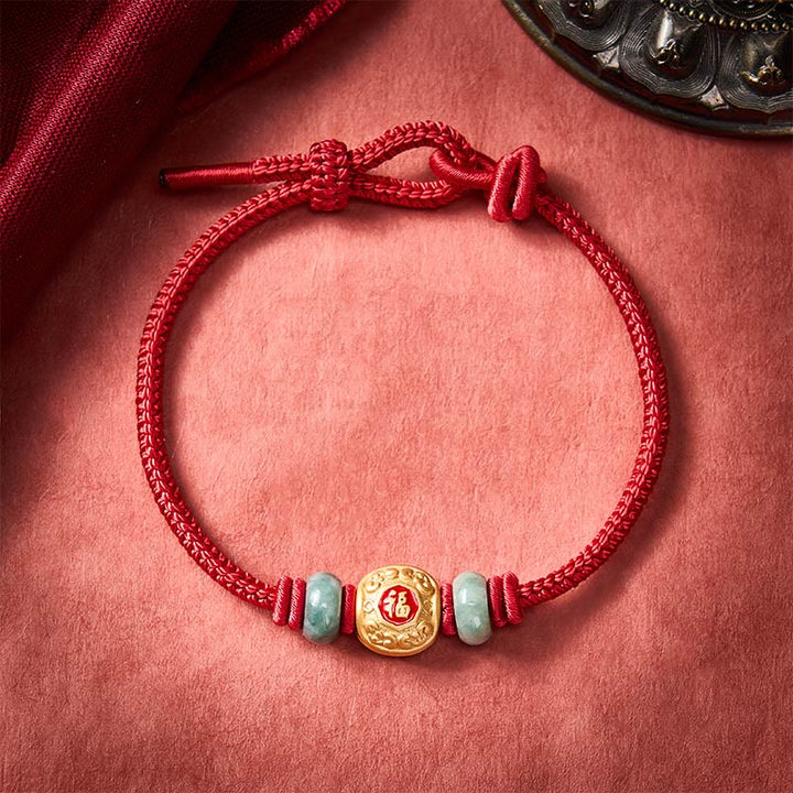 Buddha Stones Red String Fu Character Turtle Copper Luck Bracelet - DarkRed - 6.7–7.5 in/17–19 cm - image 12