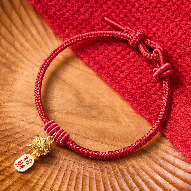 Buddha Stones Copper Pi Xiu Fu Character Red String Wealth Bracelet - image 12