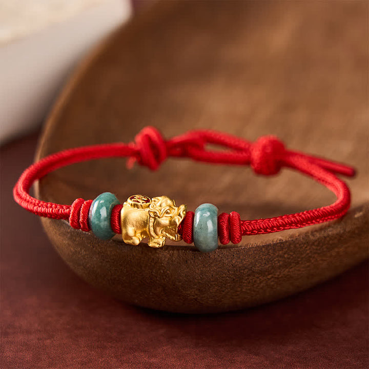 Buddha Stones Alloy Pi Xiu Chinese Coin Red String Wealth Bracelet - Red - 6.7–7.5 in/17–19 cm - image 0