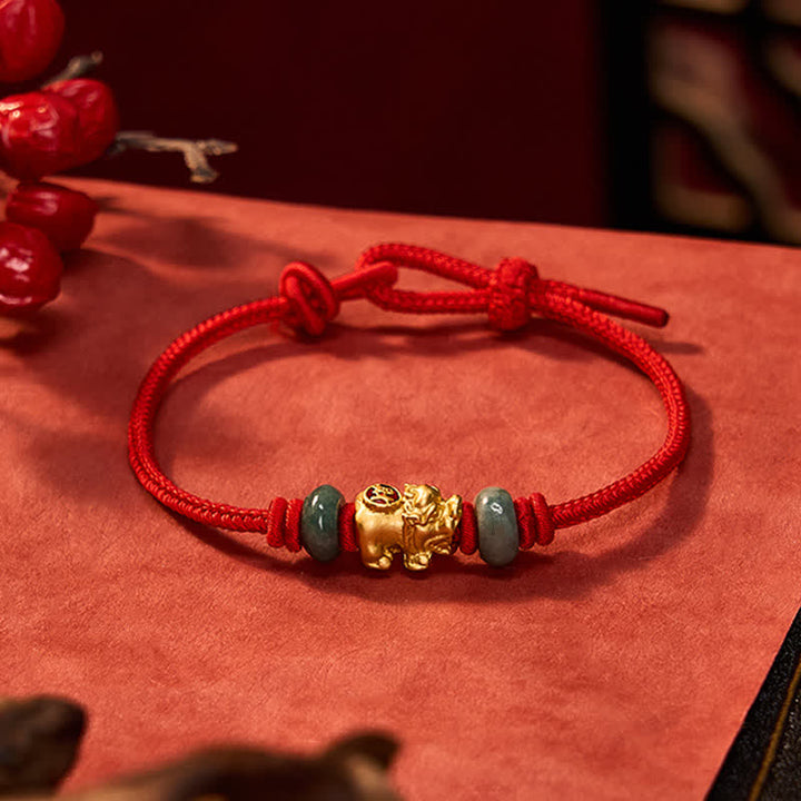 Buddha Stones Alloy Pi Xiu Chinese Coin Red String Wealth Bracelet - image 3