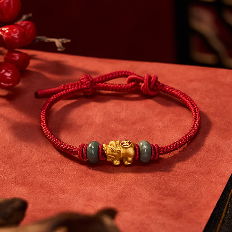Buddha Stones Alloy Pi Xiu Chinese Coin Red String Wealth Bracelet - image 12