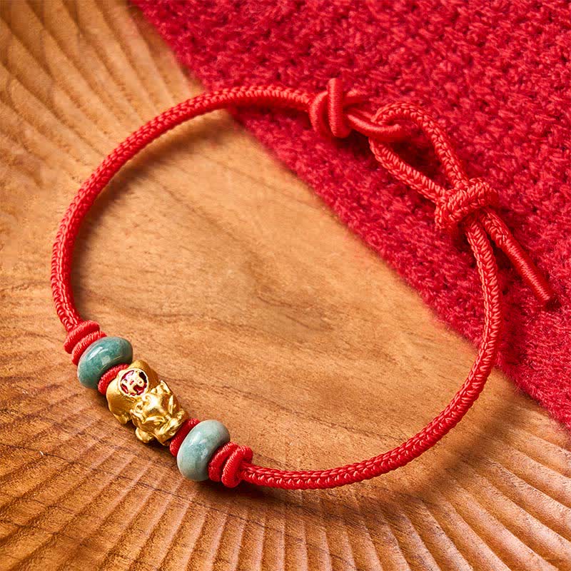 Buddha Stones Alloy Pi Xiu Chinese Coin Red String Wealth Bracelet - image 2