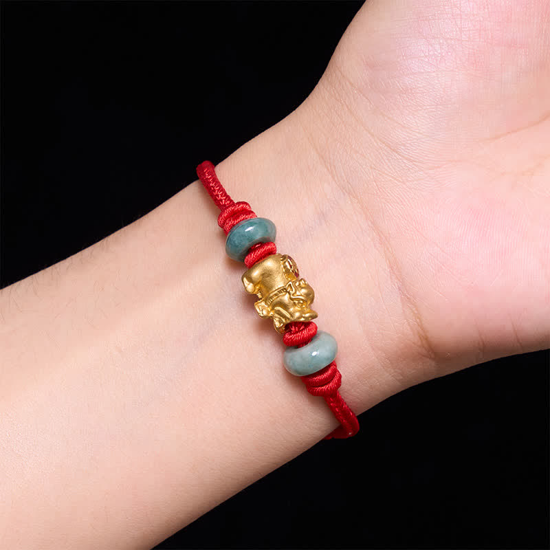 Buddha Stones Alloy Pi Xiu Chinese Coin Red String Wealth Bracelet - image 4