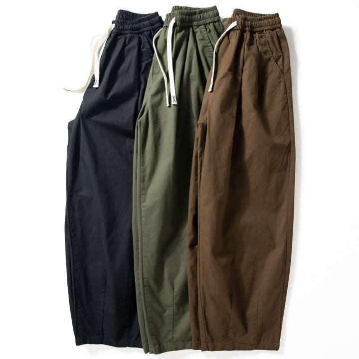 Buddha Stones Spring Fall Classic Drawstring Solid Ankle Men's Straight Leg Pants With Pockets - image 13