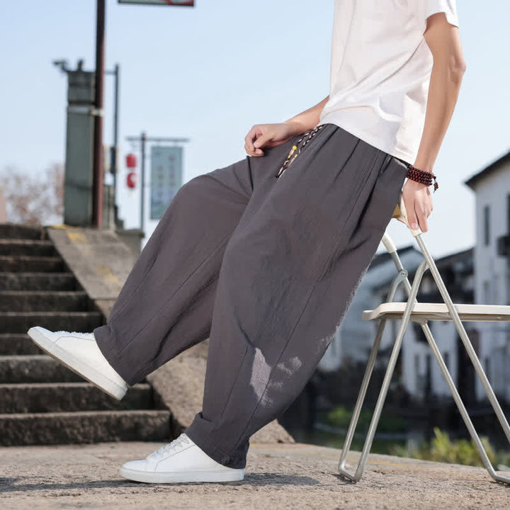 Buddha Stones Spring Fall Retro Casual Solid Long Pants Men's Straight Leg Pants With Pockets - image 7